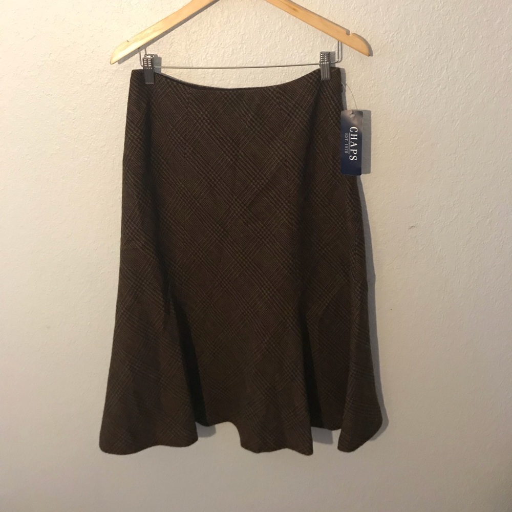 Vintage Brand New Brown Plaid Chaps Skirt